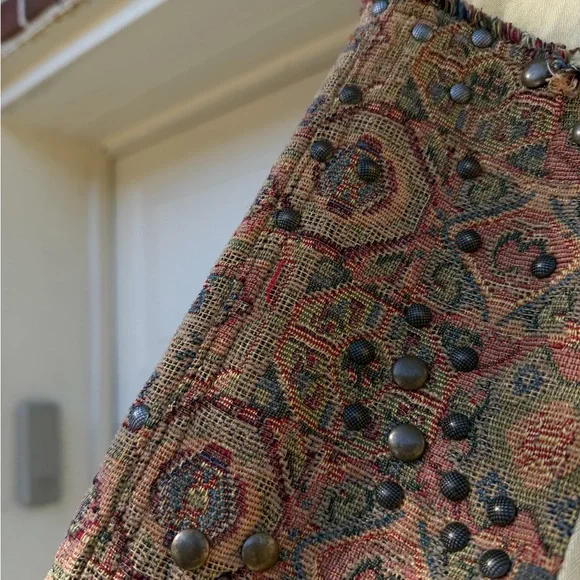 Free People Olive Patched Tapestry Drawstring Utility Jacket Size Large - Picture 7 of 16